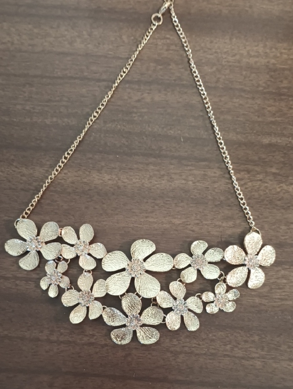 Floral Statement Necklace in Gold Tone - Picture 2 of 2